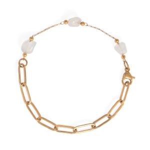 7 18 Karat Gold PVD Stainless Steel Quartz Crystal Station Bracelet