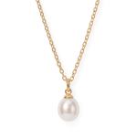 16 18 Karat Gold PVD Stainless Steel Cultured Freshwater Pearl Drop Necklace