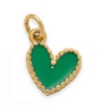18 Karat Gold PVD Stainless Steel Green Epoxy Heart Charm