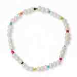 Rainbow Seed Bead and Cultured Freshwater Pearl Stretch Anklet