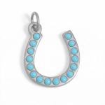 Stainless Steel Synthetic Turquoise Horseshoe Charm