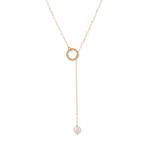 14 Karat Gold Lariat Necklace with Cultured Freshwater Pearl End