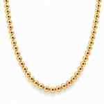 Polished gold-filled bead necklace with small round beads arranged against a white background