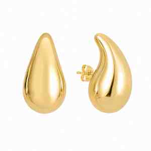 14 Karat Gold Plated Hollow Raindrop Earrings