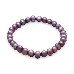 Plum Cultured Freshwater Pearl Stretch Bracelet