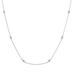16 + 2 Rhodium Plated Bezel Set CZ Necklace
