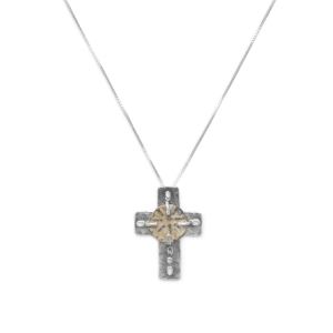 18 Cross and Ancient Coin Necklace