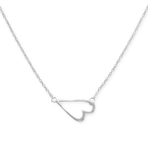 16 + 2 Rhodium Plated Sideways Heart Necklace