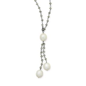 Labradorite Necklace with Cultured Freshwater Pearl Drop