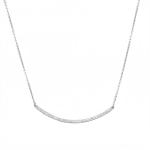 18 + 2 Rhodium Plated Curved CZ Bar Necklace