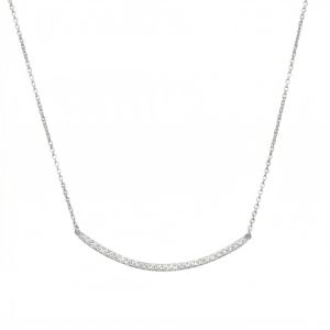 18 + 2 Rhodium Plated Curved CZ Bar Necklace