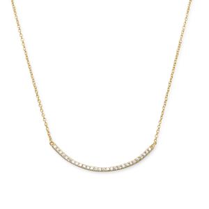 18 + 2 14 Karat Gold Plated Curved CZ Bar Necklace