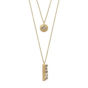 14 Karat Gold Plated Double Strand Polki Diamond Necklace