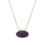 14 Karat Gold Plated Rough Cut Amethyst Slide Necklace