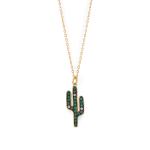 14 Karat Gold Plated CZ Saguaro Cactus Charm Necklace
