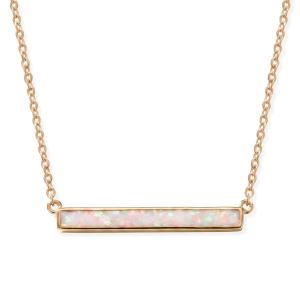 14 Karat Gold Plated Synthetic White Opal Bar Necklace