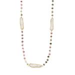 24  14 Karat Gold Plated Tourmaline and Cultured Freshwater Pearl Necklace