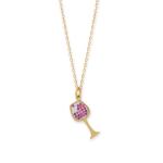 14 Karat Gold Plated CZ Red Wine Glass Charm Necklace