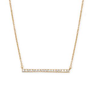 16 + 2 14 Karat Gold Plated CZ Bar Necklace