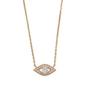 16+2 14 Karat Gold Plated CZ Evil Eye Necklace