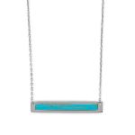 16+2 Rhodium Plated Turquoise Bar Necklace