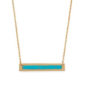 16+2 14 Karat Gold Plated Turquoise Bar Necklace