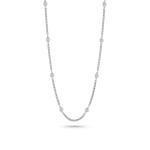16+ 2 Rhodium Plated Bezel CZ Curb Chain Necklace