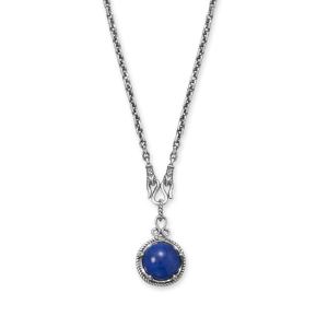 18 + 2 Oxidized Reversible Lapis and Rainbow Moonstone Necklace