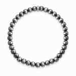 Oxidized sterling silver stretch bracelet with round beads and polished rondel accent