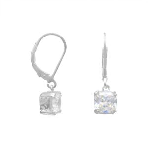 Cushion Cut CZ Lever Back Earrings