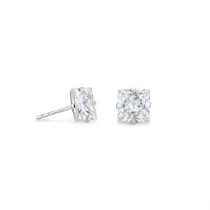 6mm Square CZ Stud Earrings