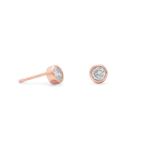 14 Karat Rose Gold Plated Stud Earrings with Bezel Set CZs