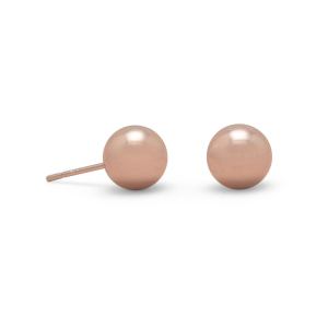 14 Karat Rose Gold Plated 8mm Ball Stud Earrings