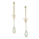 14 Karat Gold Plated Lariat Style Earrings with Chalcedony Drop