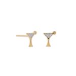 14 Karat Gold Plated CZ Martini Stud Earrings