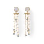 14 Karat Gold Plated Rainbow Moonstone Post Earrings