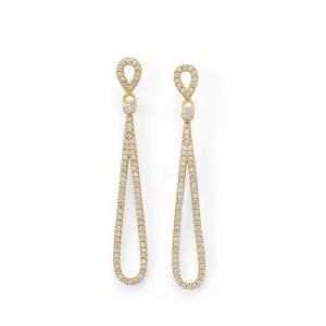 14 Karat Gold Plated CZ Pear Drop Earrings
