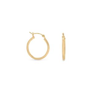 14 Karat Gold Plated 2mm x 20mm Hoop Earrings