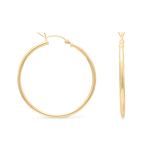 14 Karat Gold Plated 2mm x 40mm Hoop Earrings