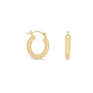 14 Karat Gold Plated 3mm x 18mm Hoop Earrings
