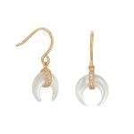 Mother of Pearl and CZ Crescent Gold Plate Earrings