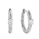 Rhodium Plated Solitaire Lab Grown Diamond Hoop Earrings
