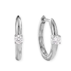 Rhodium Plated Solitaire Lab Grown Diamond Hoop Earrings