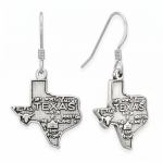 Oxidized Texas State Charm Drop Earrings