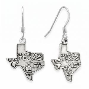 Oxidized Texas State Charm Drop Earrings