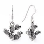 Oxidized Prickly Pear Cactus Charm Drop Earrings