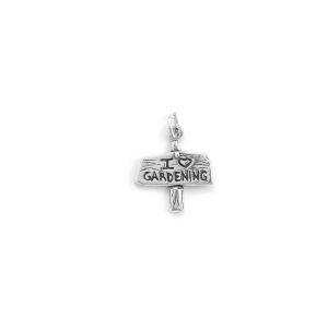 Oxidized 3D I Love Gardening Sign Charm