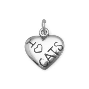 Oxidized I Love CATS Heart Charm