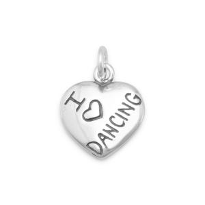 Oxidized I Love DANCING Heart Charm