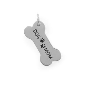 Rhodium Plated Dog Mom Charm